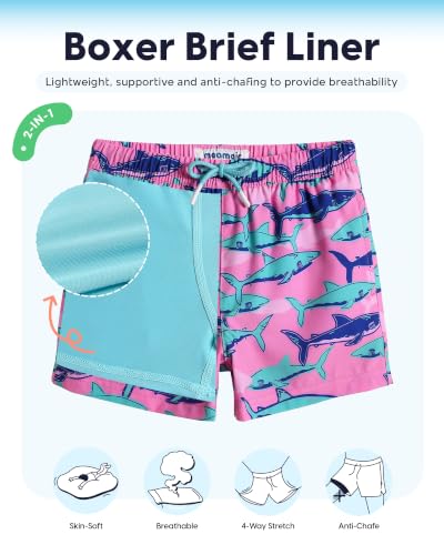 Image of maamgic Boys Swim Trunks with Compression Liner Toddler Stretch Swim Shorts