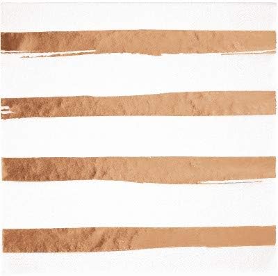 Rose Gold Foil Party Decorations, Rose Gold Foil Printed 3 Ply Luncheon Paper Napkins, Box of 192