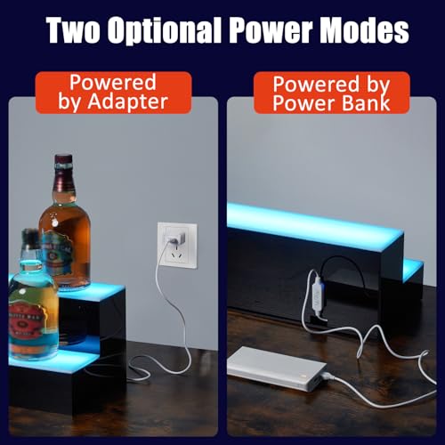 LED Lighted Liquor Bottle Display, 2-Step 40 Inch Acrylic Lighted Bottle Display Stand with Remote & App Control, 16 Colors, 1-8 H Timing, Bottle Stand Multi-Color Lighting Modes for Bars