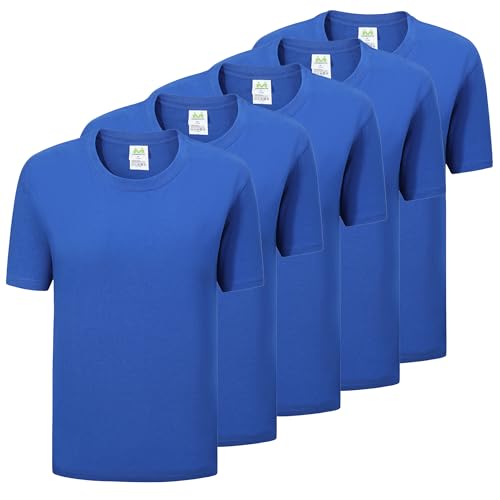 Lot de 5 t-Shirts à Manches Courtes 100% Coton - 5-TS135, Bleu Roi, M