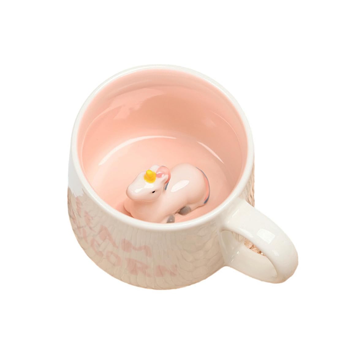 Biigming Tazas Unicornio rosa Tazas de Cafe 3D Tazas de Ceramica Tazas Desayuno Tazas de Regalo Tazas de leche para mujer amigos niños (Unicornio rosa)