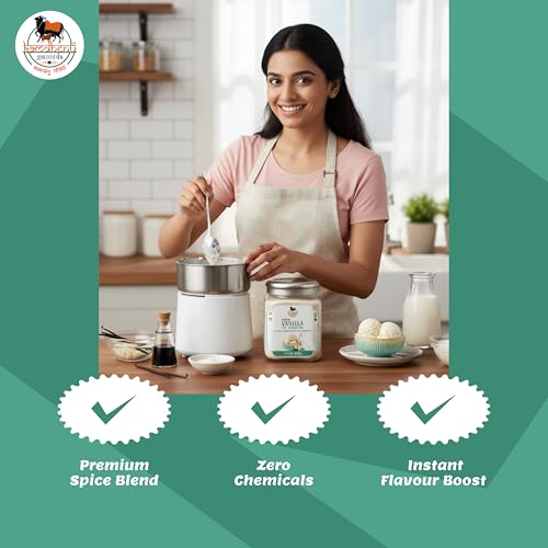 Image of Kamdhenu Gauveda Vanilla Ice Cream Mix Powder 150g - Instant Homemade Ice Cream Premix | No Machine Needed | Eggless & 100% Vegetarian | Makes 500ml+ Soft Serve, Kulfi, Milkshake & Frozen Dessert