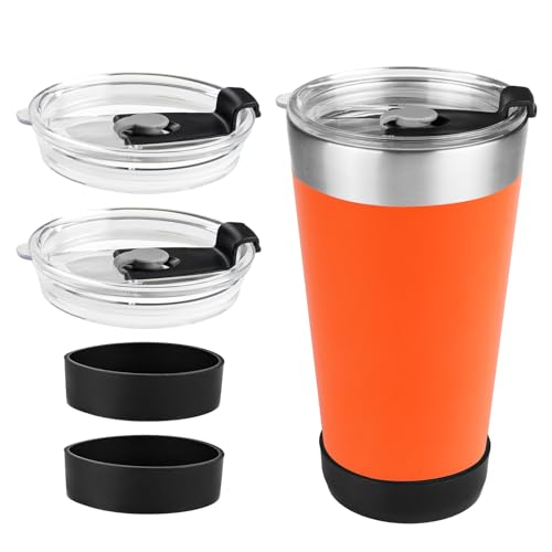 2Pack Replacement Lids and Silicone Boot Compatible with Stanley 16oz Beer Pint Glass, Insulated Lid and Anti-Impact Bottom Sleeve for Stacking Metal Drinking Tumbler