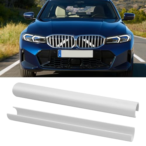Image of Jaronx Compatible with BMW V Brace Cover for 3 Series G20 Sedan /G21 Touring 2019-2024 330i 330e M340i,Grille Insert Trims V Bar Brace Wrap Covers Compatible with BMW Front Grill Insert Stripes(White)