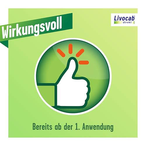 Anwendung des Livocab Nasensprays bei einer Person mit Heuschnupfen Symptomen im Freien.
