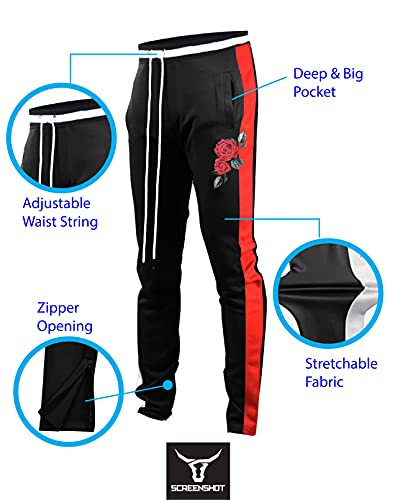 Image of SCREENSHOT Screenshotbrand Mens Hip Hop Slim Fit Track Pants - Athletic Jogger Bottom with Side Taping