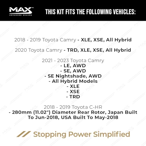 Image of Max Advanced Brakes StyleMAX+ Rear Brake Kit | Fits 2019-2023 Toyota RAV4; 2018-2023 Camry | Brake & Rotor Kit for Daily Performance | Cross-Drilled Rotors & Ceramic Brake Pads