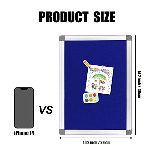 Aitakatta Felt Bulletin Board, Silver Aluminium Frame, Message Memo Pin Board For Walls, Picture Board For Home Office School With Pins, Screws, Anchors, 14.2X10.2 Inches, Blue 2Pc #TOP2