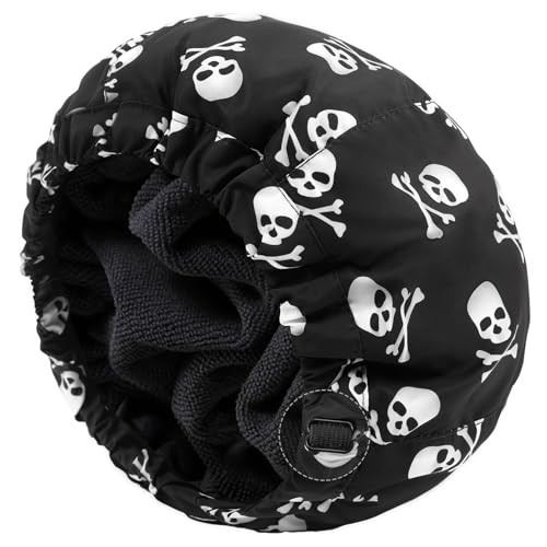 Shower Cap for Men Black Bath Cap Reversible Terry Lined Large Waterproof Adjustable Shower Caps Elastic Band Stretch Hem Hair Hat for braids product thumbnail 17