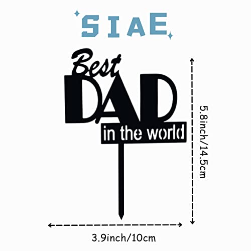 Happy Father's Day Cake Topper Cupcake Picks Black "Best Dad In The World" Acrylic Cake Toppers For Father's Day Party Cupcake Decorations #TOP2