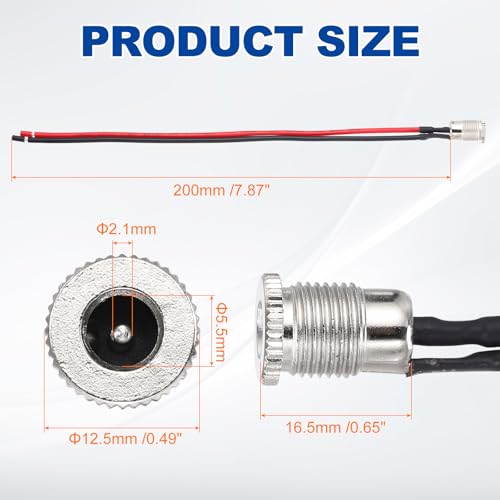 Enchufe CC de panel 5,5 x 2,1 mm para reparar tiras LED y proyectos caseros 2
