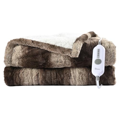 Fantico Cobertor Aquecido, Pelúcia Sintética Para Aquecer Sherpa, Cobertor Elétrico Com 4 Níveis De
