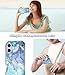 Btscase Compatible with iPhone 17 Case 6.3 Inch 2025,Marble Pattern 3 in 1 Heavy Duty Shockproof Full Body Rugged Hard PC+Soft Silicone Drop Protective Women Girl Phone Cases, Blue Cyan