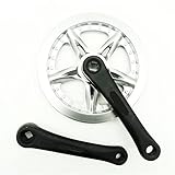 KFXYSM Bielas Bicicleta,Biela Caja de Cadena Single Speed ​​CNC Bicicleta Plegable Bielas Chainring aleación de Aluminio de manivela Conjunto de Platos y bielas Bicicleta Plegable(40T Black Silver)