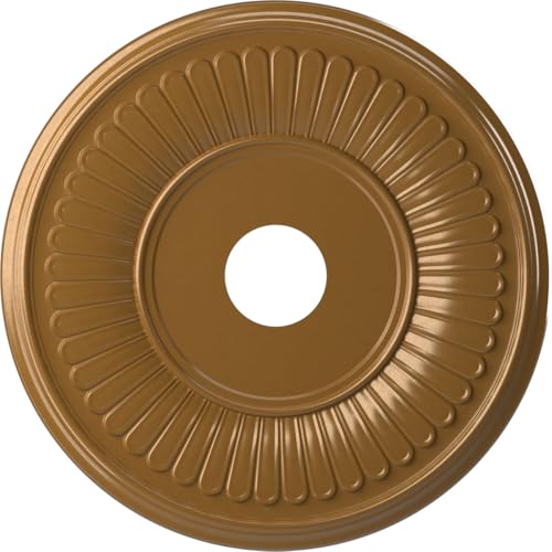 Image of Ekena Millwork CMP19BEDVG Berkshire Thermoformed PVC Ceiling Medallion (Fits Canopies up to 8 3 /8 inch), 19 inchOD x 3 1 /2 inchID x 1 inchP, Universal Aged Metallic Vintage Gold