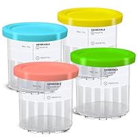 4 Stück Behälter für Ninja Creami Deluxe 680ML Ersatz Pints und Deckel für Ninja Creami NC500EU NC501EU Serie BPA-frei und Spülmaschinenfest Eismaschine Zubehör für Ice Cream Maker, Gelb/Rosa/Grün/Bla