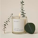 Below 60 by Hilary Duff Scented Candle | Dreamcatcher | Essential Oil-Based Fragrance | Hand-Made with Paraffin-Free Soy Wax | 100% Cotton Wick | 50 hr Burn Time | Eucalyptus & Basil (10oz)
