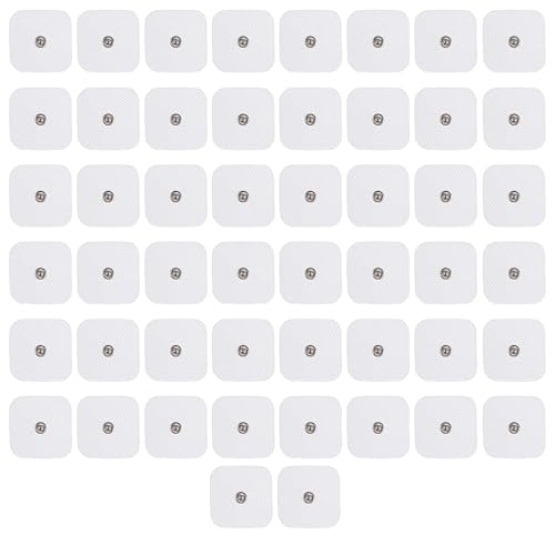 WANGU 40 almohadillas adhesivas universales de electrodos: 5 x 5 cm, electrodos para dispositivos TENS, compatibles con dispositivos TENS y entrenadores EMS, reutilizables para el dolor lumbar