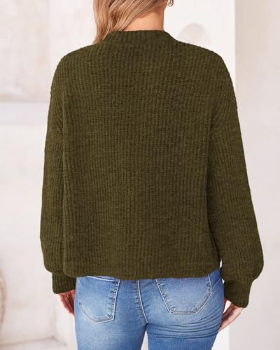 BTFBM Cardigan Sweaters for Women Chunky Knit,Army Green,S - image 3
