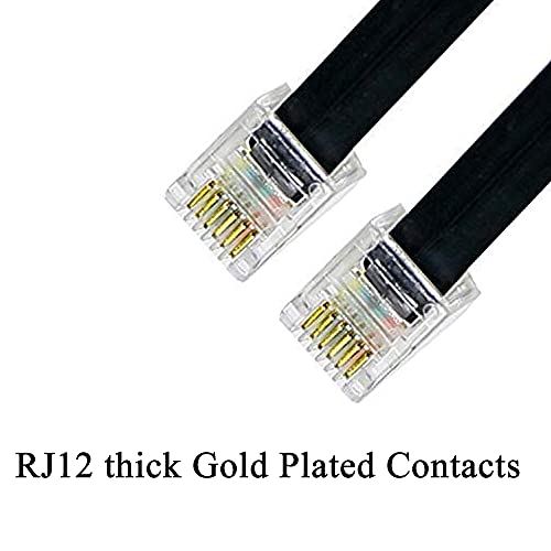 HPWFHPLF Telephone Wires, 2PCS 10 Feet 6P6C Telephone Cord Cable for Landline Phones, RJ12 Male to Male Coiled Wire (Straight 6P6C)