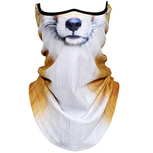 AXBXCX Animal 3D Prints Neck Gaiter Warmer Half Face Mask Scarf Windproof Dust UV Sun Protection for Skiing Snowboarding Snowmobile Halloween Cosplay Fox