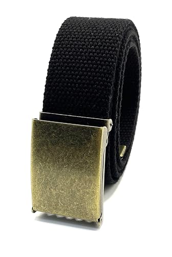 Canvas Belt Web Belt Military Belt Golf Belt with Antique Brass Flip-Top Buckle and Tip Waist size Up to 45" Long2