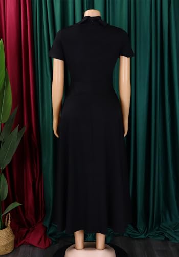 Seltaon Women Elegant Semi Formal Midi Dresses Short Sleeve A Line Church Cocktail Party Dress Plus Size4