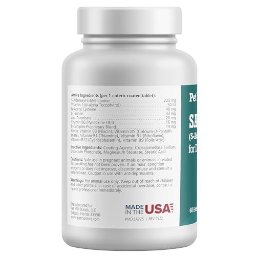 Pet MD Same Plus S-Adenosyl for Dogs 225 MG Hepatic Liver Supplement and Cognitive Support - 60 Count - Thumbnail 2