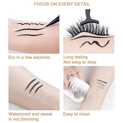 Icoric Liquid Eyeliner Pen Waterproof, Magic Self-Adhesive Long-Lasting Eyelash Glue Pen, Non Magnetic, No Blooming Quick Drying Magnetic Eye Liner Black Pack Of 2 #TOP2