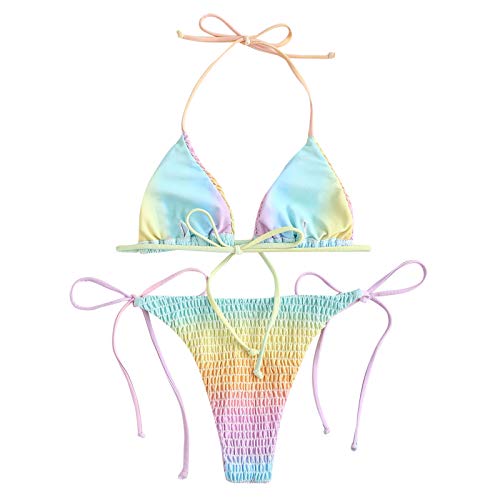 TWIFER Damen Dreipunkt-Bikini Oberteil Niedrige Taille Bikinihose Frauen Push Up Badeanzug Bademode Cover