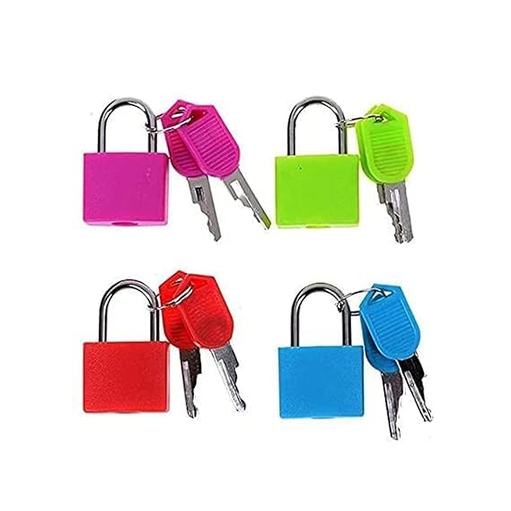 Smart Buy Lock Set Small Size Padlocks for Securing Luggage .Metal Luggage Padlocks with Keys I Baggage Locking System .Tiny Small Brass Lock and Key Size (30Mmx25Mm) (Multicolor)(2Pcs)-image-31