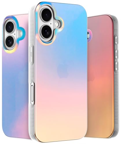 LONLI Hue - for iPhone 16 Case - Holographic Iridescent Phone Case with [4 Airbag Cushioned Corners] - Cute, Unique and Aestheti