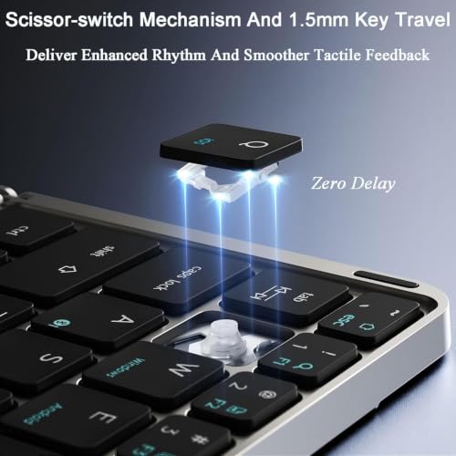 Image of MICROWARE Foldable Wireless Bluetooth Keyboard with Touchpad, Portable Travel Keyboard, Compatible with MacBook, iPad, Tablet, and Laptop, Rechargeable