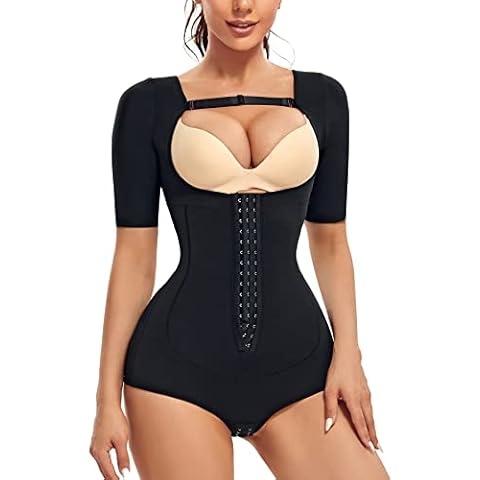 MERYOSZ Waist Trainer for Women Tummy Control Thong Bodysuit Arm Shaper Corset Fajas Shapewear Open Bust Slimming Girdles, Black, XL Cover