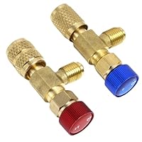 2 Stück Klimaanlage R410A R22 Verbindung Adapter, Klimaanlage Ventil Flüssigkeit Sicherheitsventil Kältemittelventil,Kältemittel-Fülladapter mit Sicherheitsventil und Schnellkupplung für Klimaanlagen