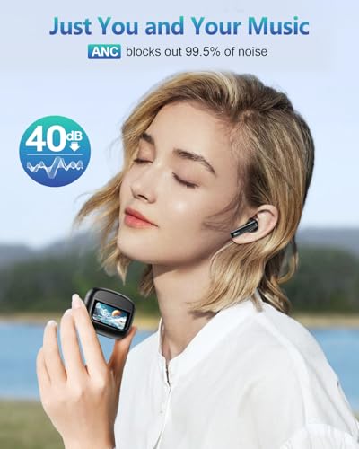 Image of ZIUTY Wireless Earbuds Bluetooth Headphones, Ear Buds with Touch Screen, ANC ENC Noise Cancelling Transparency Mode, 40H Stereo Deep Bass, IPX7 Waterproof, Clear Calls, 5 EQ for iOS Android, Obsidian