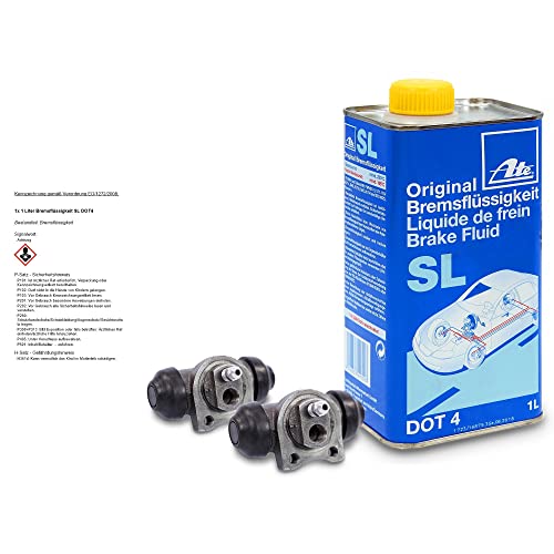 2x Radbremszylinder Trommelbremse hinten rechts links + 1x 250 ml ATE Bremsflüssigkeit Brake Fluid SL DOT 4