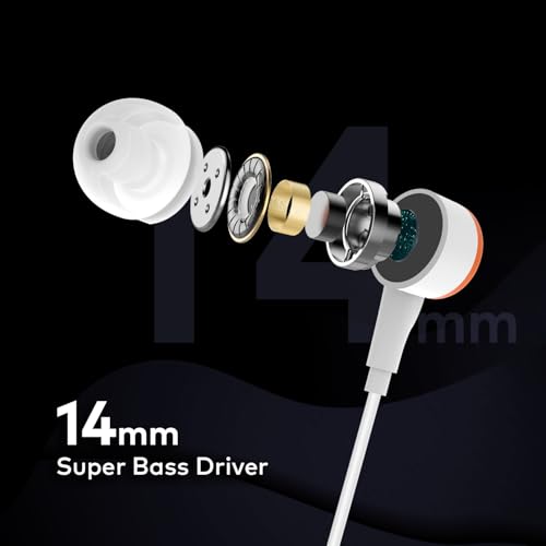 Image of Itel L20 Pro in Ear Wired Headphones | 14Mm Super Bass Driver | Built-in Music & Call Control | in-Line Microphone | 1.2M Cable Length | White