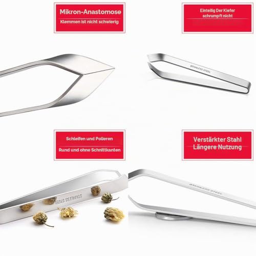 Foto von SelfTek 5 Stück Küchenpinzette Edelstahl,Grätenzange für Fisch,Koch Pinzette Gräten Flach und Slant Zange Fischpinzette rostfrei für Koch,Meeresfrüchte,Geflügel(Silber)