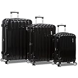 Dejuno Titan Jumbo Hardside 3-PC Spinner Luggage Set with TSA Lock, Black, One_Size