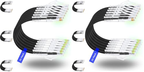 Image of Rapink Patch Cables Cat6 / Cat6a 2ft (48 Pack) Slim, Cat6a Ethernet Patch Cable 10G Support, Snagless Cat 6 Patch Cable for Patch Panel to Switch, Flexiable Cat6 Ethernet Cable Black