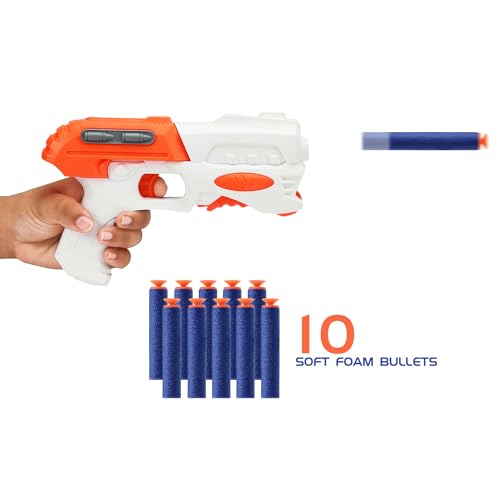 Image of Amazon Brand - Jam & Honey Sniper Evo Foam Blaster Gun | 10 Soft Foam Bullets | Safe for Kids | Party Or Return Gift, Multicolor