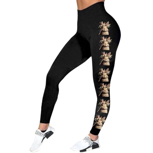 Easter Day Rabbit Carrot Eggs Print Yoga Pants High Waisted Leggings Tummy Control Soft Gym Fitness Girl (#c-Brown, XL)4
