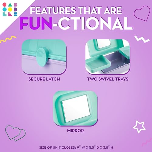 Image of Caboodles Pretty in Petite Makeup Box, Two-Tone Purple Sparkle on Pink Sparkle, Hard Plastic Organizer Box, 2 Swivel Trays, Fashion Mirror, Secure Latch for Safe Travel (Pack of 3)