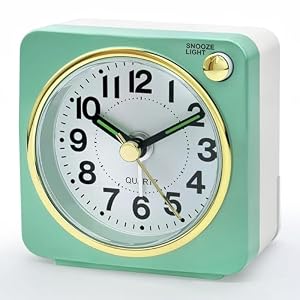 Lamisola Ultra Small Battery Analog Travel Alarm Clock, Retro Bedside Table Clocks for Bedrooms, Desk Clock, Vintage Home Decor for Bathroom Kichen Living Room, Mint
