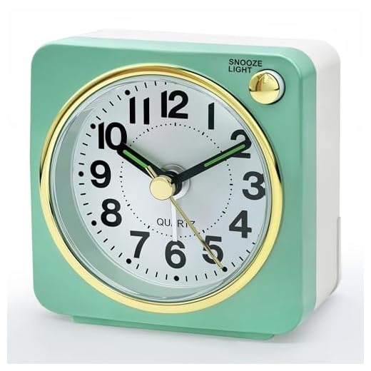 Ultra Small Battery Analog Travel Alarm Clock, Retro Clocks for Bedrooms Bedside, Clock for Kids Seniors, Slient with No Ticking, Backlight On Demand, Snooze, Ascending Alarm,Mint