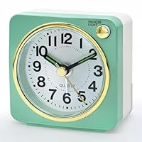 Lamisola Ultra Small Battery Analog Travel Alarm Clock, Retro Clocks for Bedrooms Bedside, Clock for Kids Seniors, Slient with No Ticking, Backlight On Demand, Snooze, Ascending Alarm,Mint