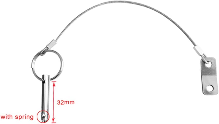 VTurboWay 2 Pack Quick Release Pin 1/4" Diameter w/Lanyard Prevents Loss, Full 316 Stainless Steel, Bimini Top Pin, Marine Hardwarel