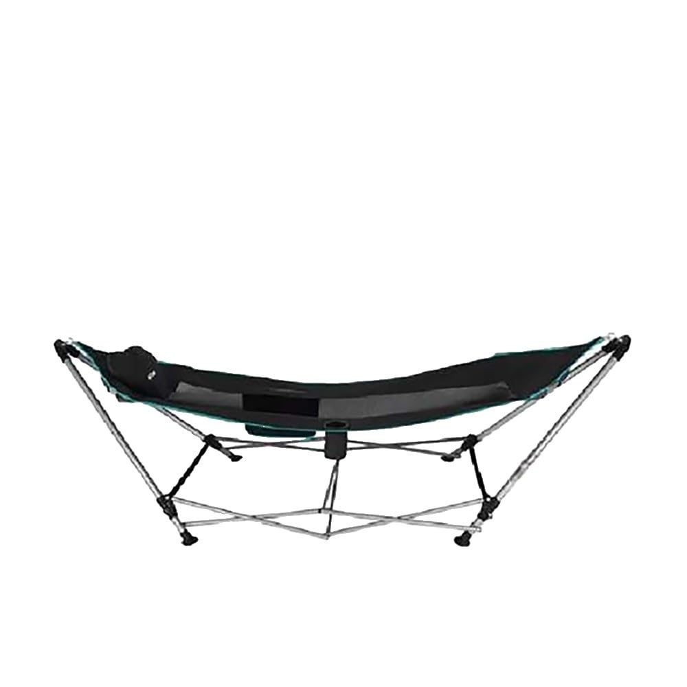 AKTIVE Hamac Pliable avec Structure en Acier, siège en Polyester avec Maille et Dessous de Verre, Noir, 265 x 78 x 80 cm, Charge maximale 110 kg (63165)