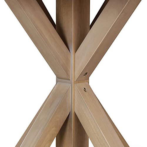 Finch Alfred Round Solid Wood Rustic Dining Table For Farmhouse Kitchen Room Decor, Wooden Trestle Pedestal Base, 47" Wide Circular Tabletop, Distressed Beige #TOP5